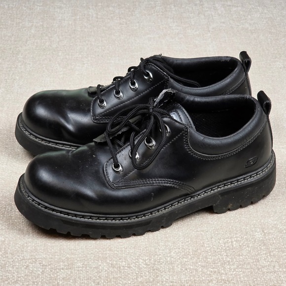 Skechers Other - VTG Skechers Jammers Mens 10.5 Black Leather Chunky Lug Sole Oxford Shoes 60101
